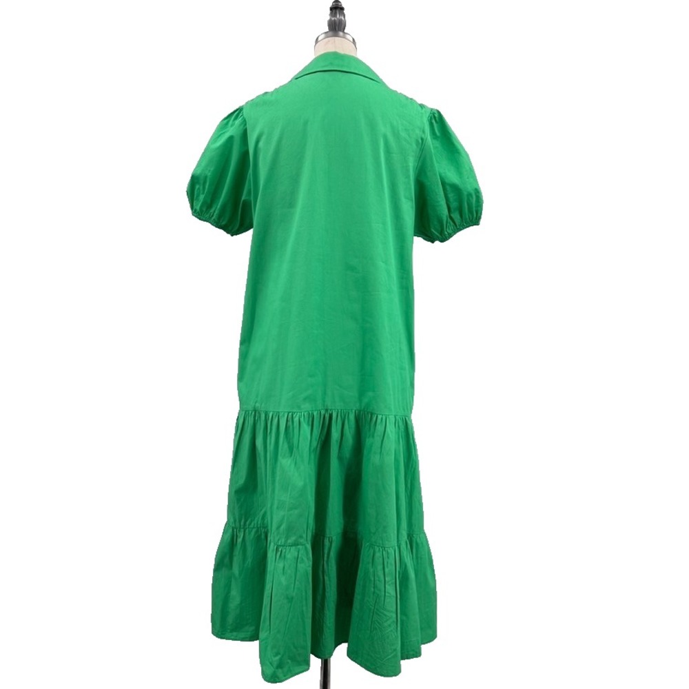 English Factory Cotton Poplin Puff Sleeve Midi Dress M Kelly Green Preppy - Picture 5 of 10